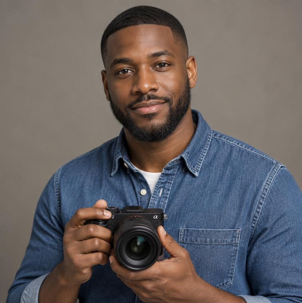 Portrait of a lead photographer holding a camera