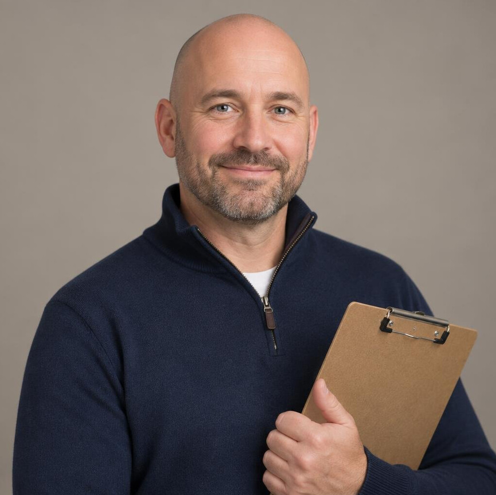 Portrait of a production coordinator with a clipboard